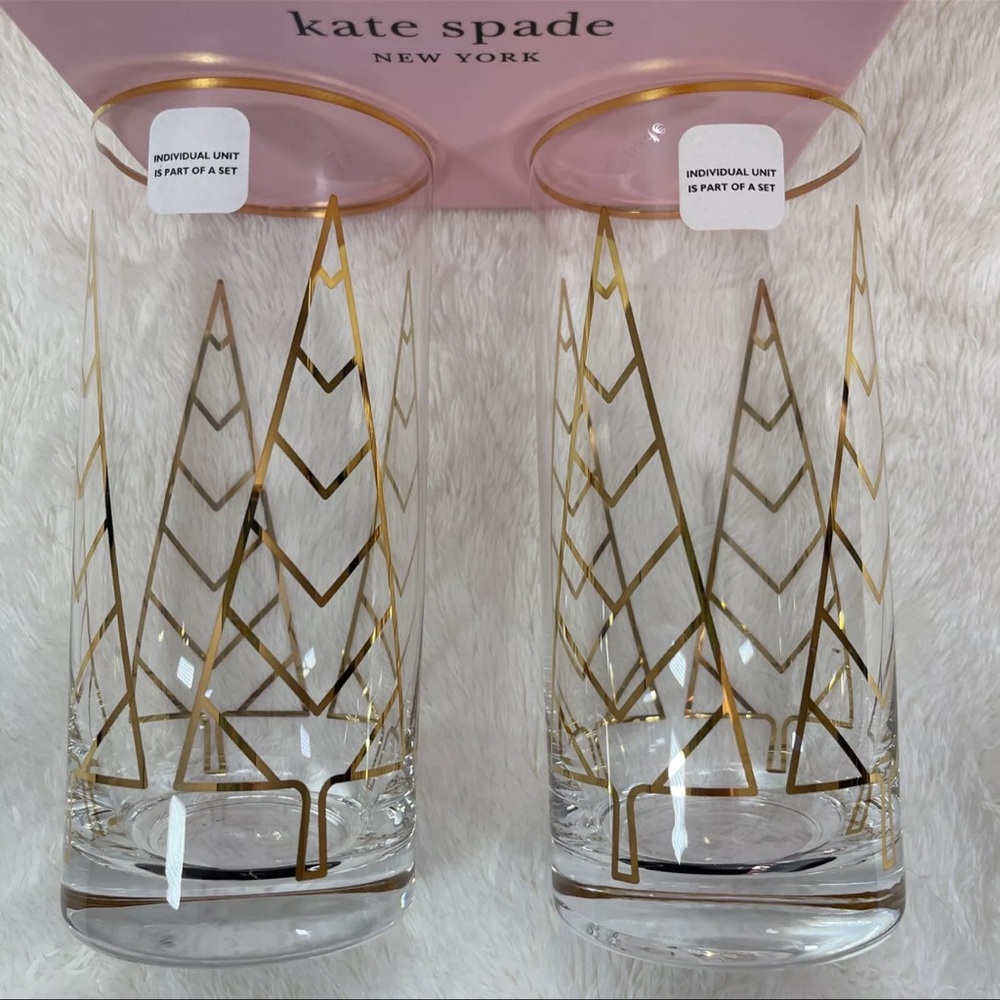 Kate Spade X Lenox Cocktail Glasses 2 16oz Spruce Way Highball New York NIB - Picture 4 of 11